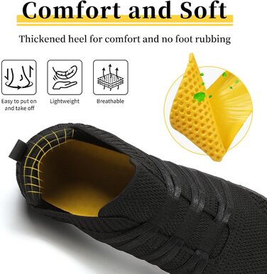 Босими кросівки для жінок та чоловіків, широкі, для бігу та трейлраннінгу, Zero-Drop, з відділенням для пальців, легкі, дихаючі, фітнес, комфортні, антиковзкі, для бігу по дорогах, унісекс, 36-46 EU (36 EU, Чорний)