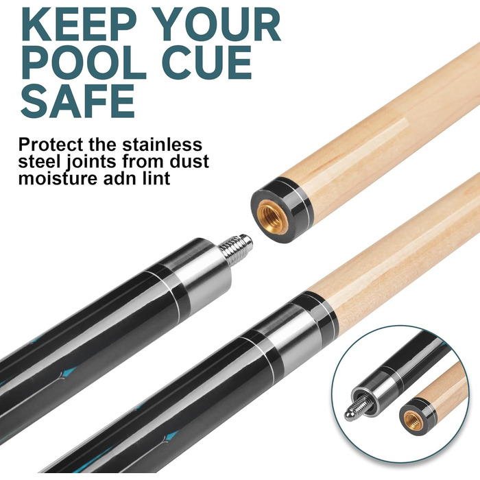 Більярдний кий HomeSeason Billardqueue-Stick, 144,8 см, професійний, з низькою відволікаючою лінією, HS06-C