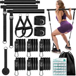 Pilates Bar WenYa з гумовими стрічками для фітнесу та йоги (81.6 кг, латекс, з анкерним ременем та кріпленням на двері) для жінок