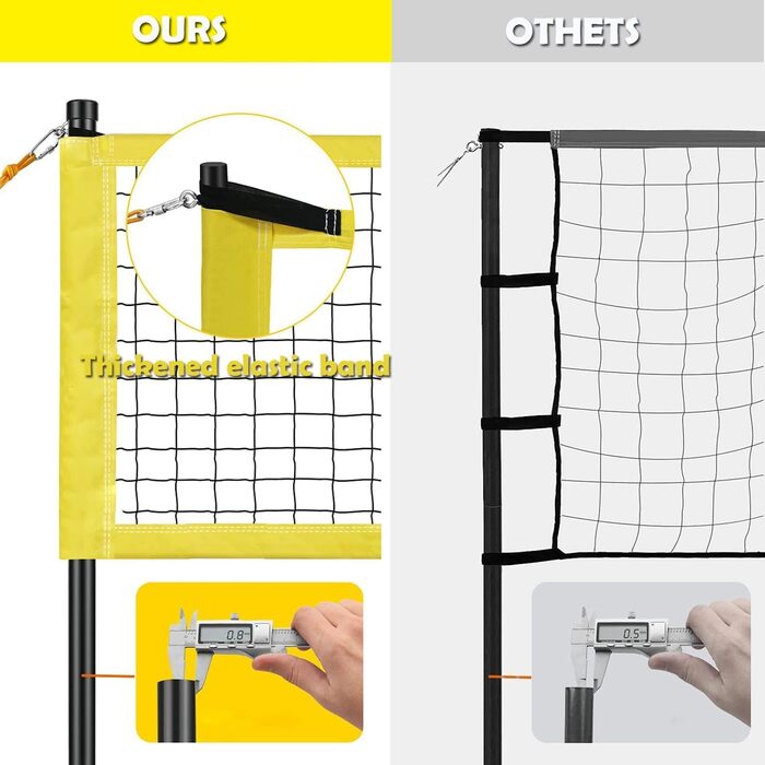 Волейбольний набір Yoving: професійний, 9,5м, регульована висота | Комплект з металевими стовпами, розміткою поля та волейбольним м'ячем | У комплекті сумка для пляжу, саду та клубного спорту