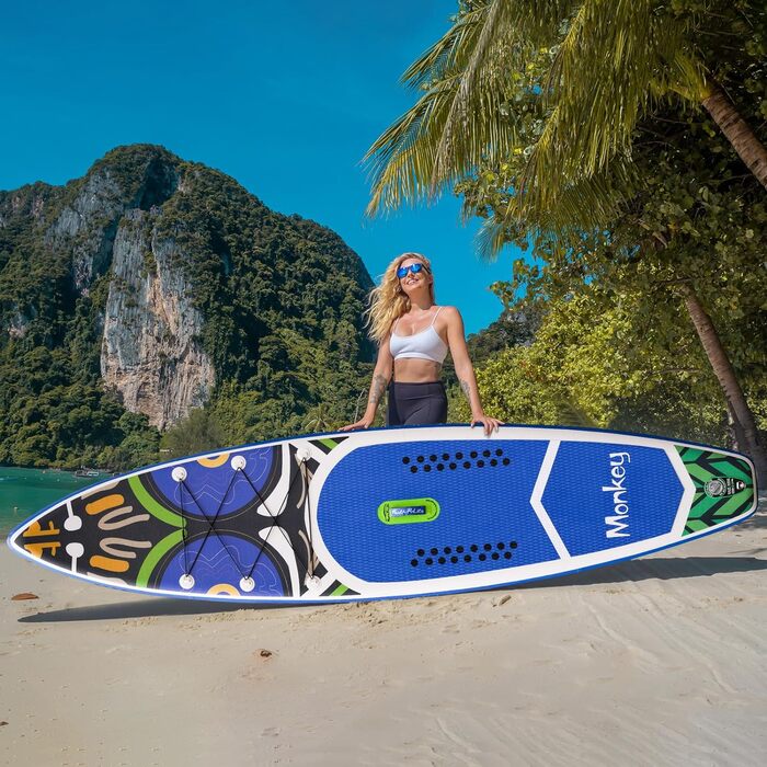 Надувна SUP-дошка FunWater Monkey для дорослих, повний комплект: весло, помпа, рюкзак, страхувальний шнур, водонепроникна сумка