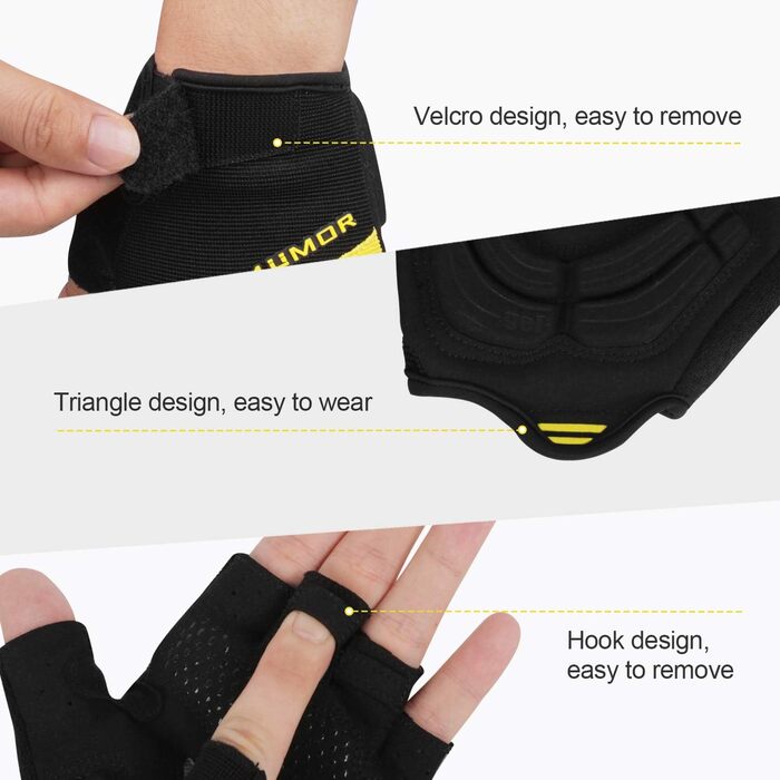 Велосипедні рукавички 4UMOR для чоловіків: напівпальцеві, антиковзаючі, амортизуючі. Підходять для шосе, MTB, гірського велосипеда та катання. Яскраві кольори для безпеки.