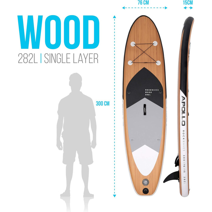Надувна SUP-дошка Apollo iSUP комплект 10’8/12’, весло, насос – для початківців і професіоналів