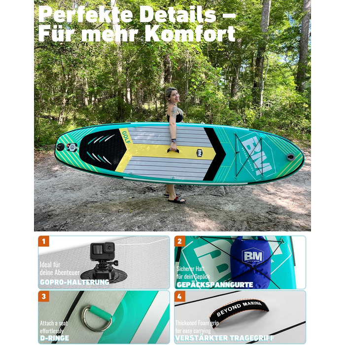 Надувна SUP-дошка BEYOND MARINA 320x81x15 см з веслом, сидінням, насосом і рюкзаком для водних видів спорту