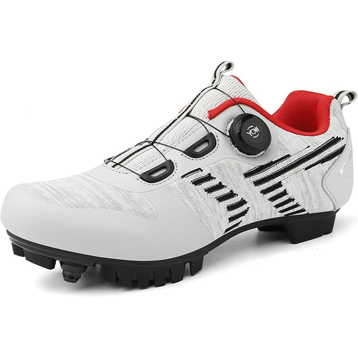 Чоловічі велотуфлі для шосе та MTB: дихаючі кросівки для велосипеда, сумісні з SPD педалями, розмір 43 EU, білі