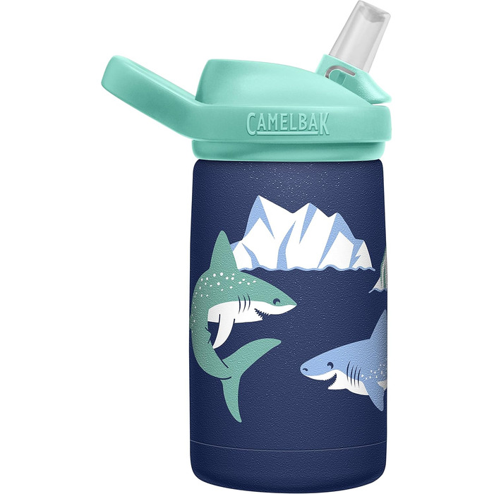 Дитяча вакуумна термобутилка CamelBak Eddy+ 350 мл з нержавіючої сталі, малюнок Полярні Акули, для води