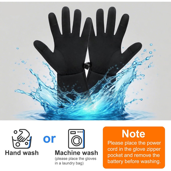Електричні гріючі рукавички для жінок та чоловіків, чорні, M/L, водонепроникні, з акумулятором 7.4V 2200mAh, 3 режими нагріву, сенсорний екран