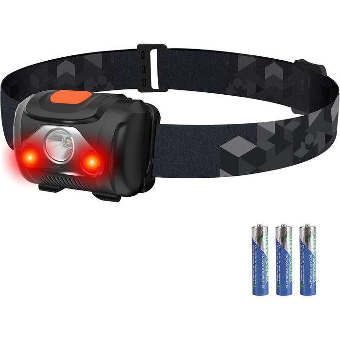 Налобний ліхтар HOSONIC LED з червоним та білим світлом, 2 шт. Водонепроникний, 4 режими. Підходить для дітей та дорослих, кемпінгу, бігу, риболовлі.