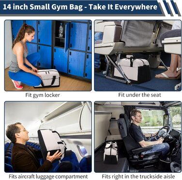 Спортивна сумка маленька з відділенням для мокрого, 35×20×20 см, ручна поклажа, міні-дуфіль, з кількома відділеннями для спорту, відпочинку, коротких подорожей (бежева)