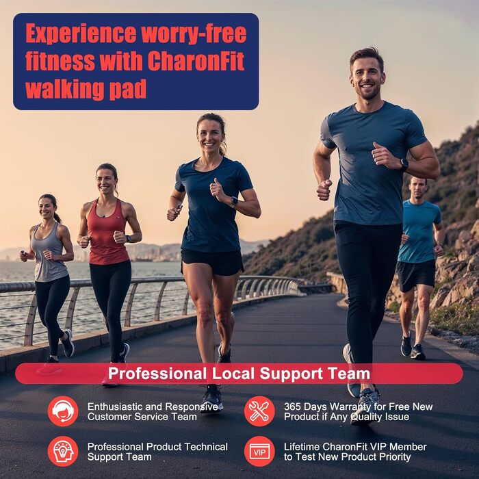 CharonFit біговий тренажер для дому Walking Pad: потужність 2.25 PS, вантажопідйомність 100 кг, нахил 4%, швидкість 1-10 км/год