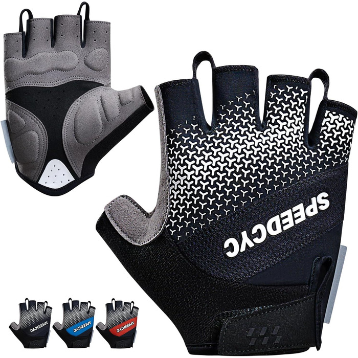 Велосипедні рукавички без пальців, з підкладкою, для гірського велосипеда, антиковзаючі, дихаючі, чорні, для чоловіків та жінок, розмір S