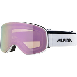 ALPINA SLOPE Q-LITE Дзеркальна лижна маска OTG з UV-захистом, посилений контраст, для дорослих, біла матова