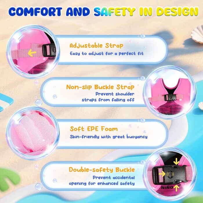 Надувні рукавики для плавання MoKo для дітей, рожевий, райдужний, фіолетовий, мотив русалки, 9-23 кг