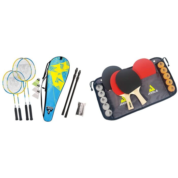 Бадмінтон Talbot-Torro Family: Комплект для гри (2 дитячих ракетки 53 см, 2 стандартні ракетки, 3 волани, мережа з регульованою висотою, сумка)