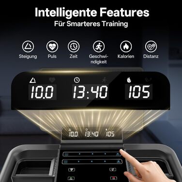 Біговий тренажер JOROTO для дому, складаний, 2.5PS, нахил 1-10%, LED дисплей, 15 програм, 1-16 км/год, велика площа бігової доріжки 130×48 см, Bluetooth, Kinomap, вантажопідйомність 150 кг, чорний