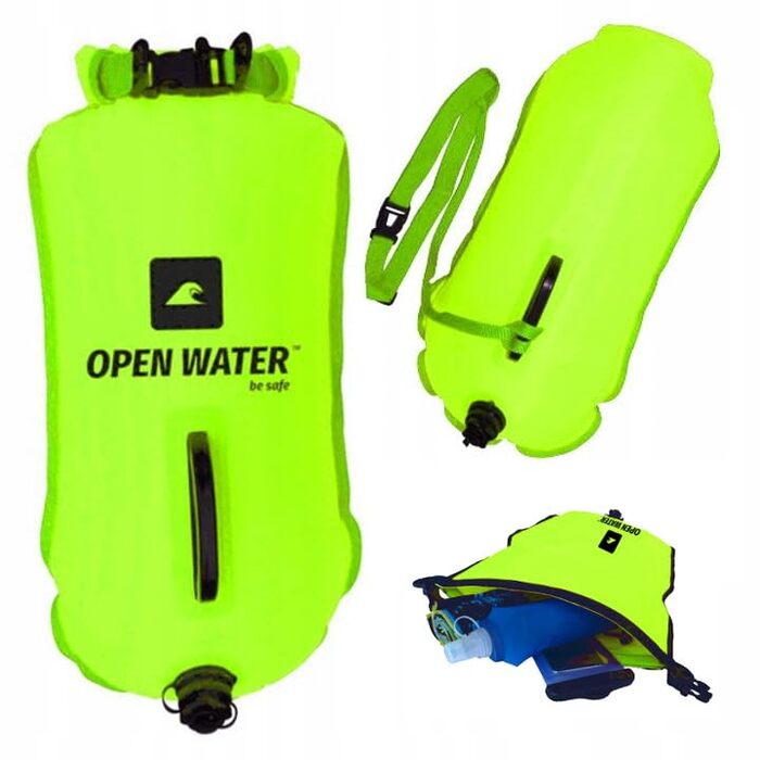 Надувна рятувальна бойовка OPENWATER XL, 28L, неонова зелена - велика плавуча платформа з кишенею
