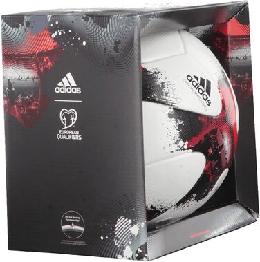 Футбольний м'яч adidas European Qualifier OMB, розмір 5, білий/червоний/чорний