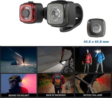 Набір LED-фаро для велосипеда, сертифікований StVZO, 600mAh, зарядка Type-C, передній + задній ліхтар, водонепроникність IPX5