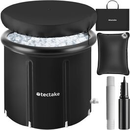 Тектейк® Ванна для криотерапії з кришкою, бак для крижаних ванн, ванна для криотерапії, бак для льоду, надувна ванна, складана ванна для дорослих для холодової терапії та спортсменів - Ø 90 x 75 см