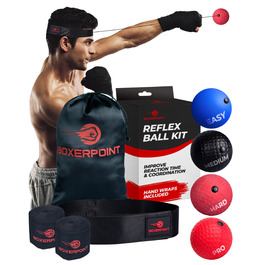 Рефлексна куля для боксу для дорослих та дітей - набір для тренування реакції та координації, з пов'язкою, сумкою та рукавичками