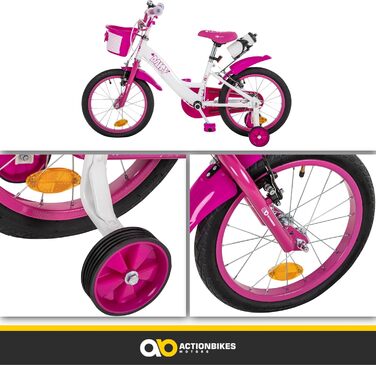 Дитячий велосипед Actionbikes Daisy 12/16/20 дюймів, V-гальма, для дівчаток і хлопчиків, з крилами, від 2 до 9 років