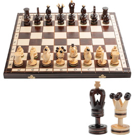 Розкішна шахова дошка Royal Gambit з дерева 50 см, інкрустована, комплект шахів для дорослих і дітей, делюкс-фігури
