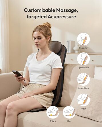 Масажний накид на сидіння з підігрівом та 3D масажем, Shiatsu масажер для спини, Romm V-WMB01