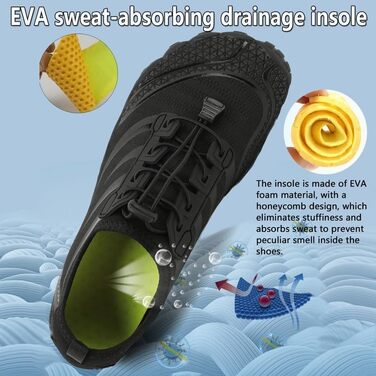 Чоловічі та жіночі аквашузи Ziitop: для плавання, серфінгу, йоги. Швидка сушка, розміри 36-46 EU, чорний колір