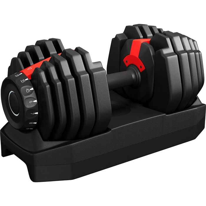 Регульована гантель Yaheetech, 15 рівнів, сталь, 2.5 – 24 кг, швидке налаштування, подвійне блокування, неслизька, для спортзалу, дому, офісу