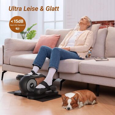 MERACH Міні електричний крос-тренажер під стіл з пульт, дисплей, неслизьке покриття, 12 швидкостей, тихий та портативний для дому, для дорослих та літніх людей (чорний) E32-2024