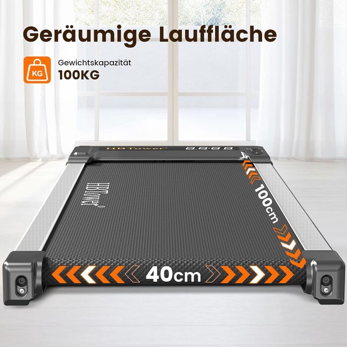 HBTower Walking Pad - біговий килимок для дому з пульт дистанційного керування, LED дисплеєм, 1-6 км/год