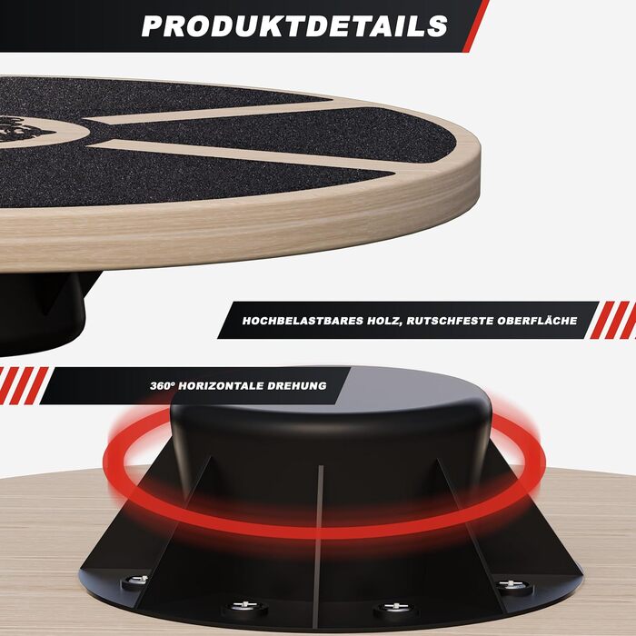 Балансборд GORILLA SPORTS® - діаметр 40 см, до 110-180 кг, дерево/пластик - тренажер для рівноваги, терапевтичний диск, балансборд для дітей та дорослих (#1 PRO модель з дерева)