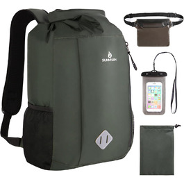 Водонепроникний рюкзак Dry Bag 20L, IPX8, з кишенею для телефону, для плавання, каякінгу, рафтингу, кемпінгу (Зелений)