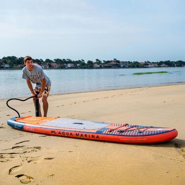 Надувна SUP-дошка Aqua Marina Atlas 366x86x15 см з каяк-сидінням і подвійним веслом, комплект, червона