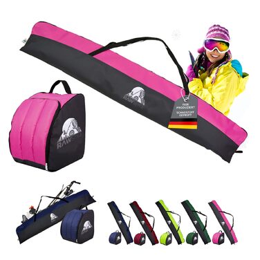 Чохол для лиж Rawstyle Skitasche Set: водовідштовхуючий, 160/180/190 см, для зимових видів спорту, чорно-рожевий комплект