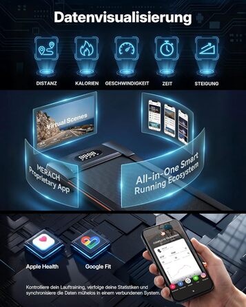 MERACH Walking Pad - біговий килимок для дому з регулюванням нахилу до 12%, максимальне навантаження до 180 кг, тихий мотор, стіл для бігу, дистанційне керування, динамік