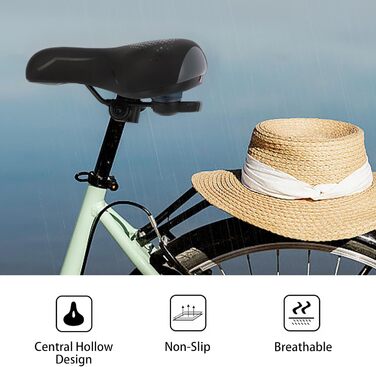 Комфортне велосипедне сідло BWBIKE з широким сидінням та пам'яті-ефектом, водонепроникний чохол з екошкіри, універсальне, срібного кольору