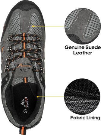 Чоловічі водонепроникні трекінгові черевики NORTIV 47 EU - чорний, темно-сірий, помаранчевий