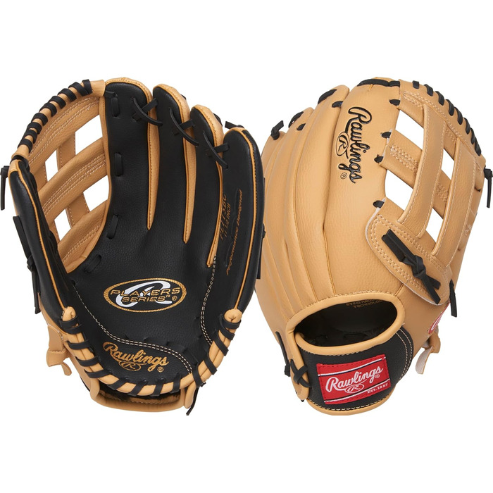 Дитяча бейсбольна рукавичка Rawlings Players Series для T-Ball, правша, 29,2 см (9-11,5''), 7–9 років, верблюжий/чорний