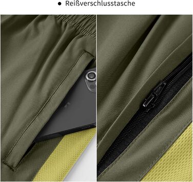 Шорти спортивні чоловічі HMIYA, швидковисихаючі, з кишенею на блискавці, світло-зелені (XXL)