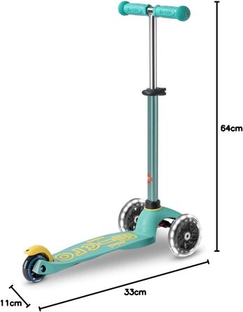 Самокат дитячий Micro Deluxe Kinder Scooter з регульованим кермом, світлодіодні колеса, екологічна м'ята