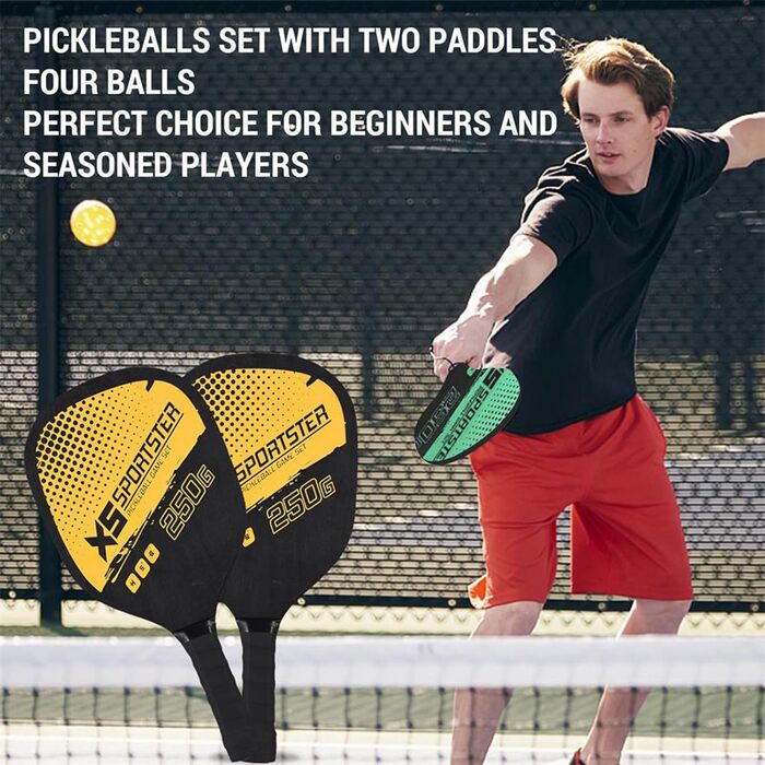Набір для піклболу Lixada: 2 ракетки, 4 м'ячі, для гри в приміщенні та на вулиці