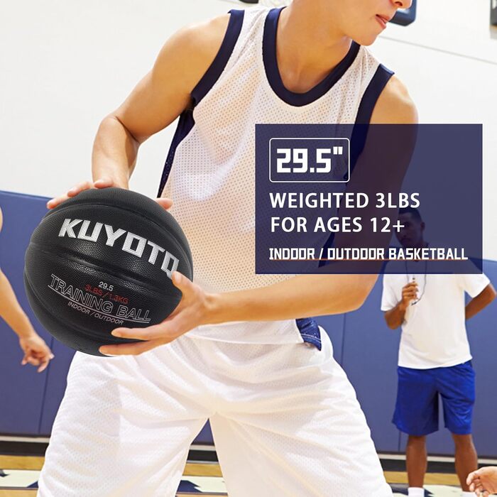 Баскетбольний м'яч KUYOTQ 1.3 кг, Verbundstoff, для тренувань та гри на вулиці, розмір 7, покращує контроль м'яча, дриблінг, передачі та підбирання