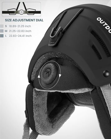Шолом для сноубордингу та лижного спорту OutdoorMaster з маскою, захисний EPS-піна, 14 вентиляційних отворів, чорний, розмір M