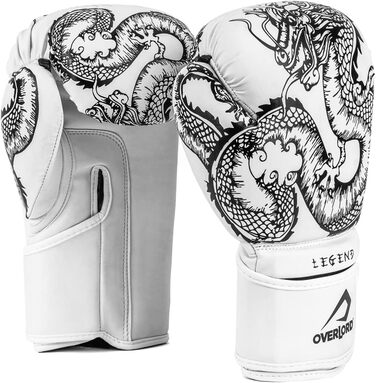 Боксерські рукавички Overlord Legend I для кікбоксингу, спарингу, боксу та MMA. Боксерські рукавички для чоловіків Overlord, різні розміри, білий, 8 oz.