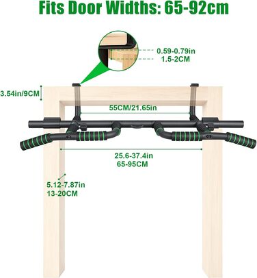 Турнік для дверей без свердління, Klimmzugstange для підтягувань, 10 положень для хвата та еластичні стрічки для тренувань вдома та в залі