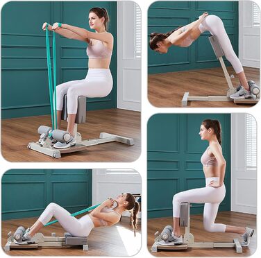 ЛеїкФітнес Сіді Скват Бенч - тренажер для пресу та ніг, багатофункціональний, для дому та фітнес-клубу, бежевий