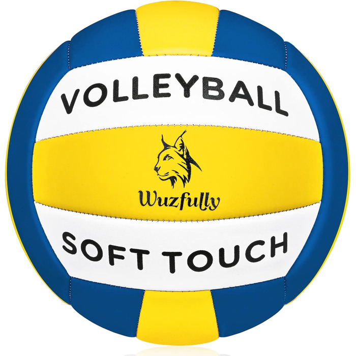 Волейбольні м'ячі Wuzfully Soft Touch для залу та пляжу, розмір 5, блакитно-жовті