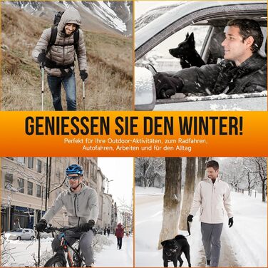 Рукавички PUIOU для чоловіків та жінок, теплі зимові велосипедні рукавички, спортивні рукавички з сенсорним екраном, вітрозахисні, антиковзні (M, чорний)