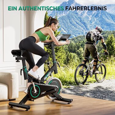 Магнітний велотренажер ONETWOFIT 2026 з LCD-дисплеєм, регульованим опором 0-100% та тримачем для планшета, чорний, до 160 кг